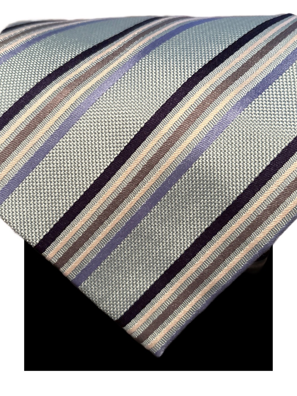 Jones New York Striped Tie in Light Blue, Purple, Cream and Brown